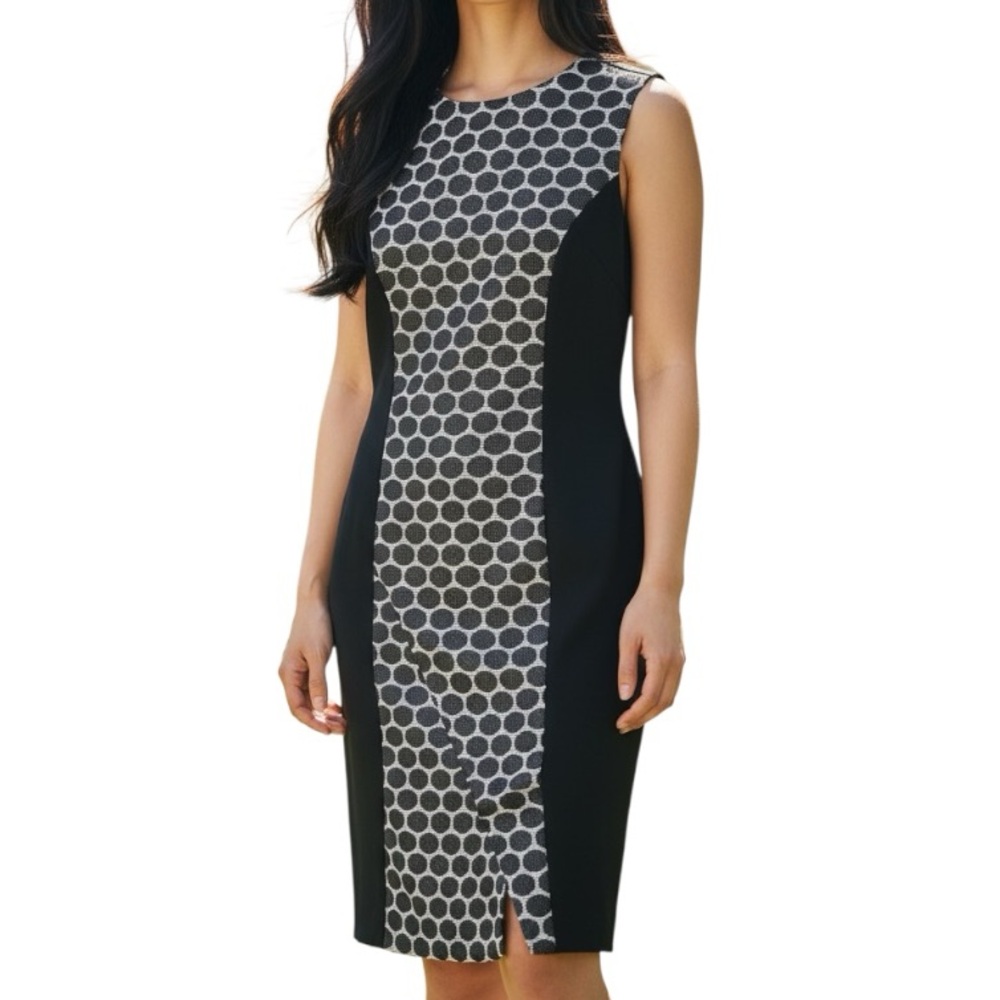 The Limited Luxe Collection Textured Polka Dot Sheath Midi Dress Women’s Size 8